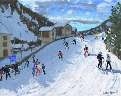 Skiing Down To Selva Val Gardena Painting By Andrew Macara Fine Art