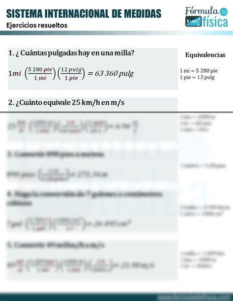 Ejercicios Resueltos De Conversiones De Unidades Fórmula De Física