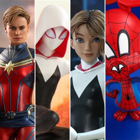 Hot Toys Spider-Gwen (w/ Spider-Ham) & Endgame Captain Marvel Figure ...