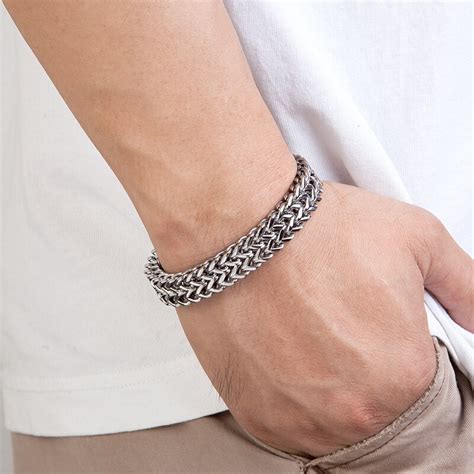 Bracelet à breloque en acier inoxydable pour homme fermoir magnétique