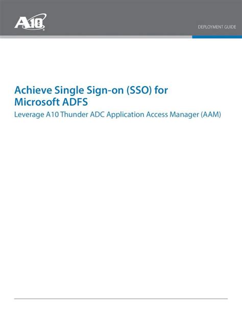 Pdf Achieve Single Sign On Sso For Microsoft Adfs This Deployment