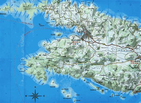 Korcula Island Map: Map of Vela Luka, Osjak, Karbuni and Proizd ...