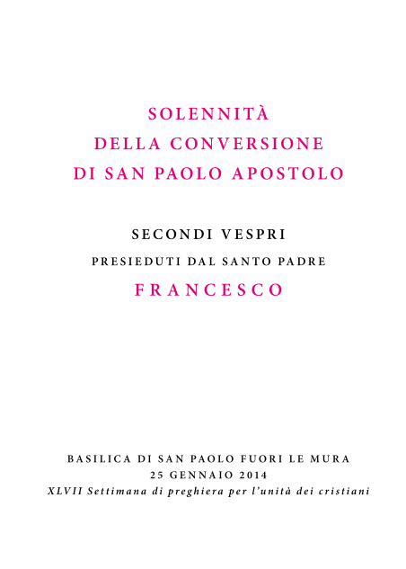 PDF SOLENNITÀ DELLA CONVERSIONE DI SAN PAOLO APOSTOLO BASILICA DI