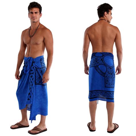 Celtic Mens Sarong Celtic Cross Royal Blue