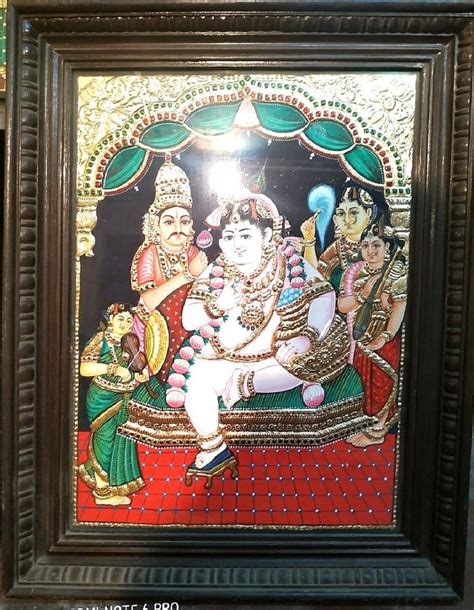 Wooden Frame Traditional South Indian Style Lord Krishna Tanjore