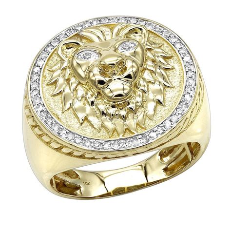 Gold Lion Ring For Men