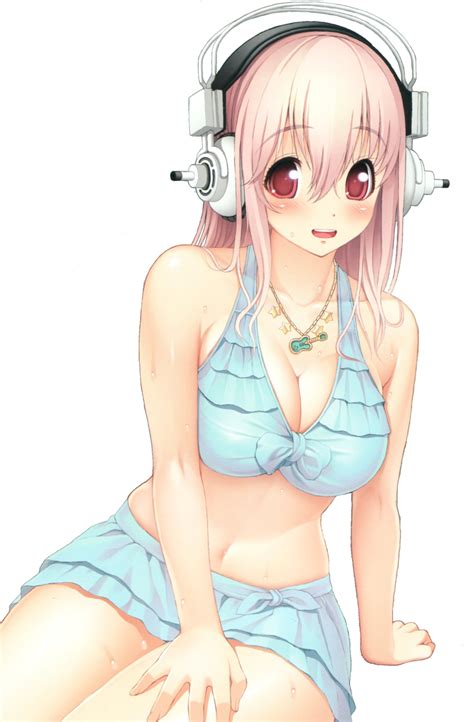 Super Sonico Blue Bikini Render By Poppyoreos On Deviantart