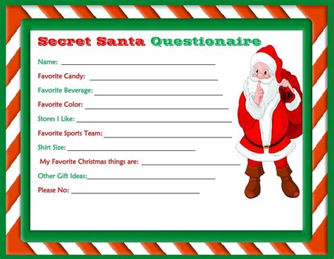 Free Template For Secret Santa