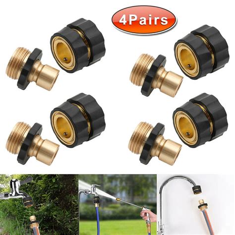 4 Pairs Garden Hose Quick Connect Set Pressure Washer Tap Adapter