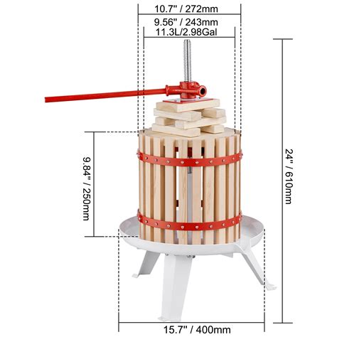 VEVOR Pressoir A Fruits Manuel 12 L Pressoir A Vin En Bois Massif Avec