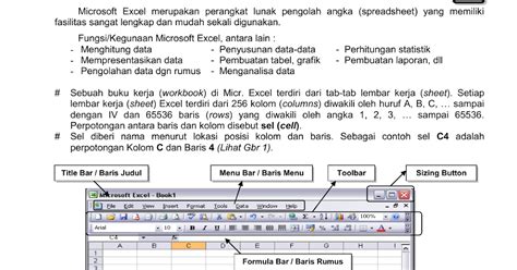 Gambar Lembar Kerja Excel Beserta Fungsinya Masing Masing