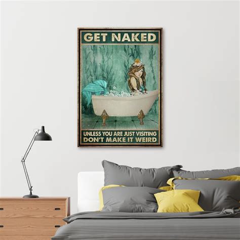 Trinx Mermaid In Bath Get Naked 1 Piece Rectangle Graphic Art Print