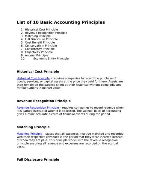 Basic Accounting Principles List Of 10 Basic Accounting Principles