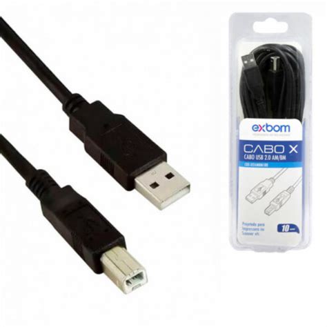 Cabo Usb 2 0 Para Impressora AM BM Filtro 10 Metros No Blister