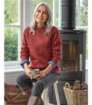 Zartes Himbeerrot Guernsey Pullover Aus Reiner Wolle F R Damen