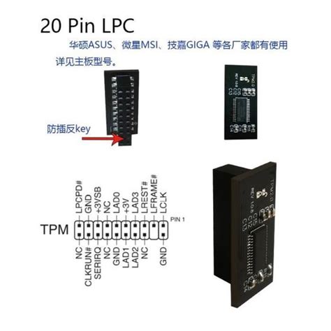 LPC de 20 pin Carte Mère Pour Asrock Windows 11 Module De Sécurité