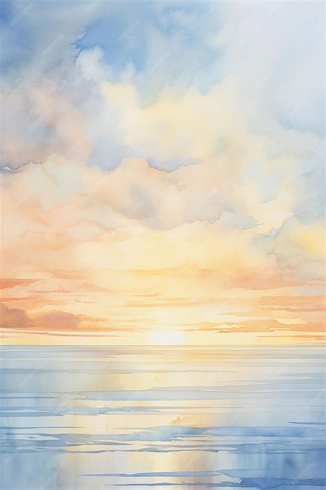 Premium AI Image | a watercolor painting of a sunset over the ocean.