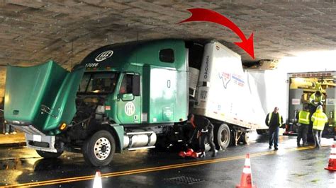 Top Idiots Trucks Smashing Into Bridges Extremely Dangerous Truck