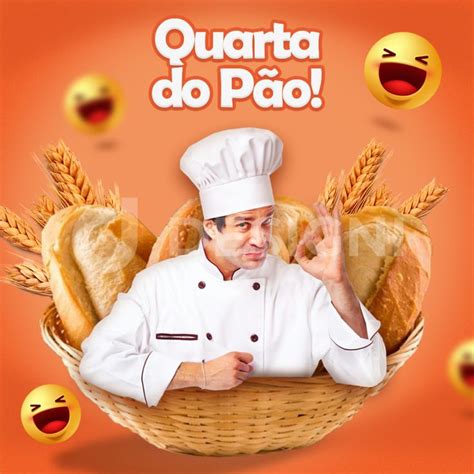 Social Media PSD Supermercado Pão Padaria Editável Photoshop Post