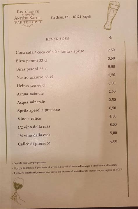 Menu Da Ristorante Antichi Sapori Partenopei Napoli