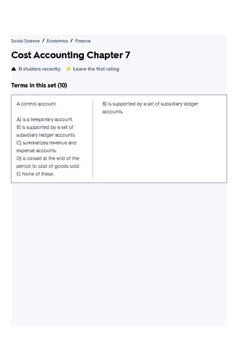 Cost Accounting Chapter 7 Flashcards - Cost Accounting Chapter 7 11