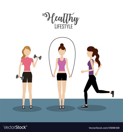 Women Doing Exercise To Healthy Lifestyle Vector Image