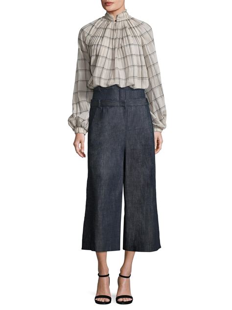 Lyst Tibi Layered Waist Denim Culottes In Blue