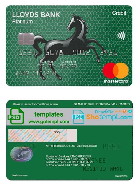 United Kingdom Lloyds Platinum Mastercard Template In Psd Format Fully