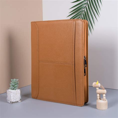 Personalized Brown Full Cowhide Leather Portfolio Genuine Leather