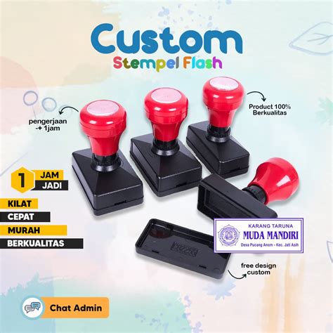 Jual CETAK STEMPEL FLASH PERSEGI PANJANG OTOMATIS CEPAT CUSTOM