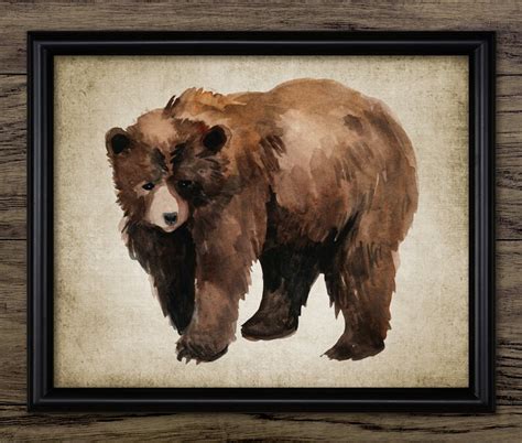 Grizzly Bear Print Grizzly Bear Watercolor Painting North Etsy