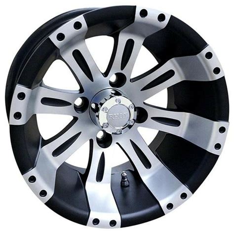 12 Golf Cart Wheel Machined Matte Black Rim And Center Cap 12x7 Et 25