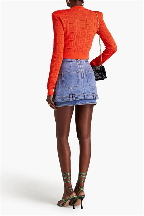 Balmain Layered Denim Mini Skirt The Outnet