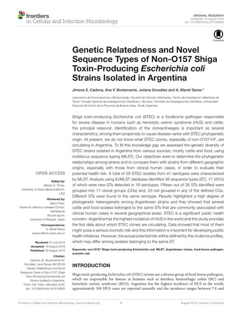 Pdf Genetic Relatedness And Novel Sequence Types Of Non O157 Shiga