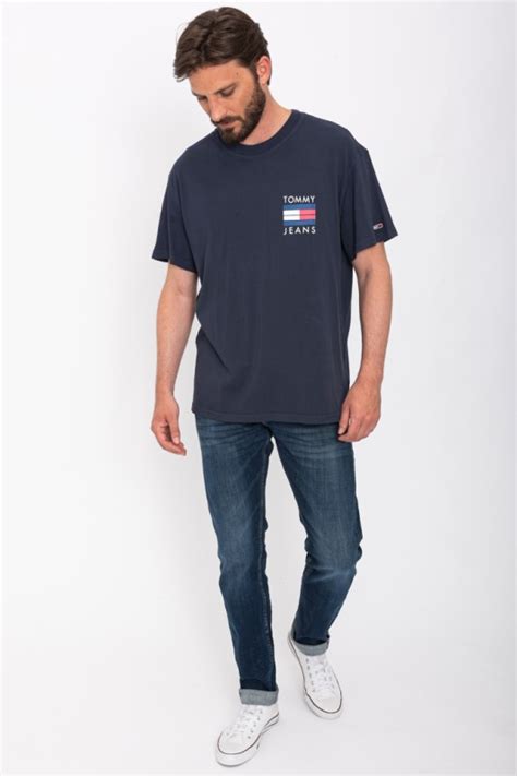 T Shirt Bleu Marine Imprim Tommy Hilfiger Destock Jeans