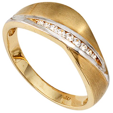 Juwelier Gr Tzmacher Damen Ring Gold Gelbgold Bicolor Mattiert