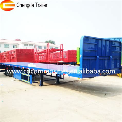 Chinese Tri Axle Ton Feet Flat Bed Container Semi Trailers For