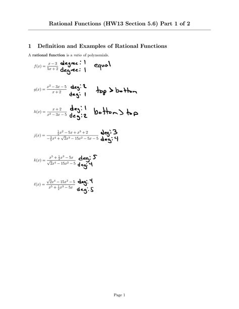 Rational Functions Scott Hader Rational Functions Hw13 Section 5 Part 1 Of 2 1 Definition