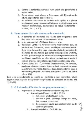 Pregando as parábolas de Jesus A semente de mostarda PDF