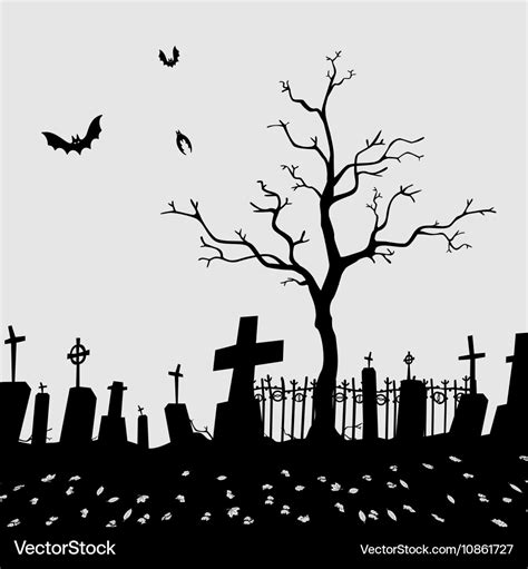 Cemetery Silhouette Royalty Free Vector Image Vectorstock