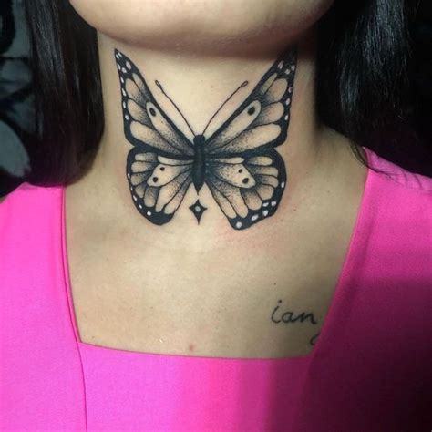 Butterfly Neck Tattoo. | Butterfly neck tattoo, Neck tattoo, Cute ...