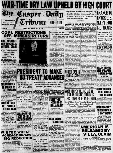 [December 15, 1919] Casper Daily Tribune: War-Time Dry Law Upheld By