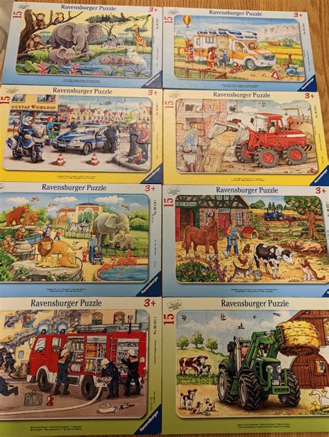 Set of eight Ravensburger 15 piece jigsaw puzzles with frames, Hobbies ...