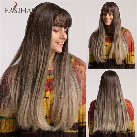 Perruque Postiche Wig Lc Perruque Synth Tique Longue Et Lisse