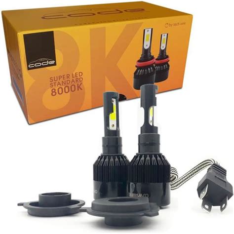 Kit Super Led Techone 8000k 12v Encaixe H4 3000 Lúmens Tech One Lâmpada Automotiva Led