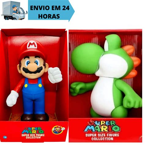 Combo Kit Bonecos Grandes Mario Bros E Yoshi Articul Vel Cm Action