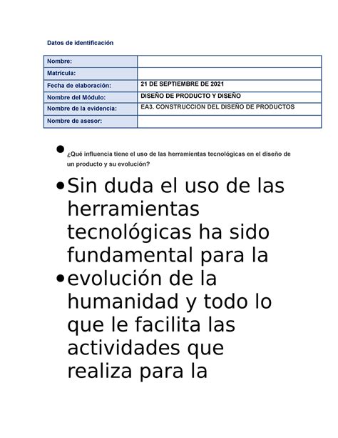 Ea Construccion Del Dise O De Productos Dise O Del Producto Y