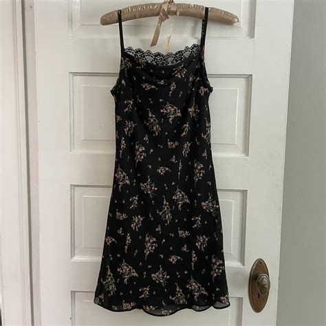 Vintage Rampage Black Floral Lace Dress Size 5 Depop