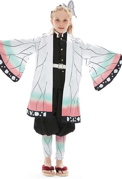 Kochou Shinobu Cosplay Costume Kimono Cloak Outfit Kids Halloween