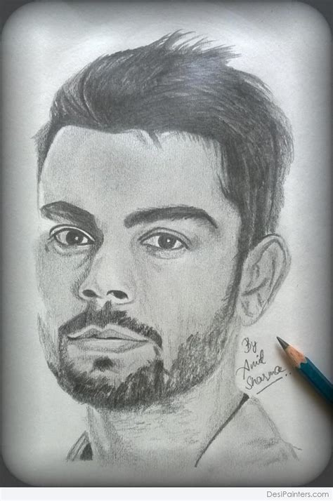 Pencil Sketch Of Virat Kohli By Amit Sharma Desi Painters